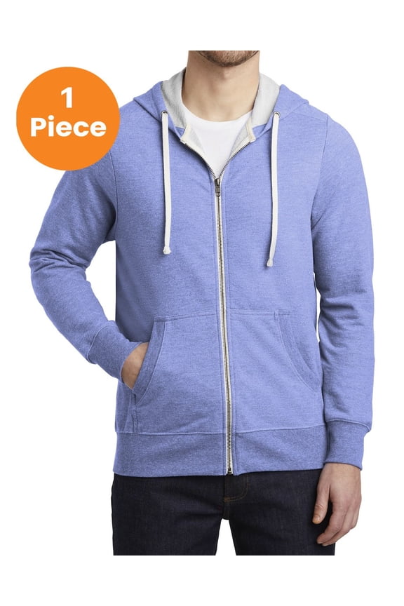 District DT356 Perfect Tri French Terry Full-Zip Hoodie, Maritime Frost, XS, Mens Hoodies and Sweatshirts