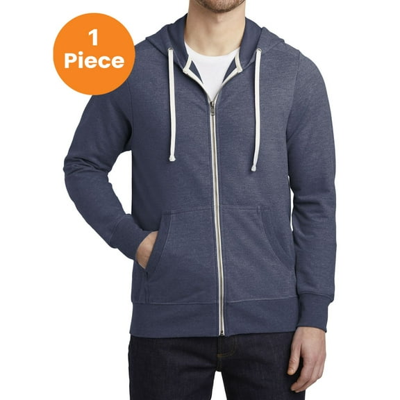 District DT356 Perfect Tri French Terry Full-Zip Hoodie, New Navy, 3XL, Mens Hoodies and Sweatshirts