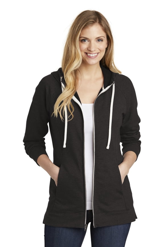 District DT456 Women's Perfect Tri French Terry Full-Zip Hoodie, Womens Hoodies