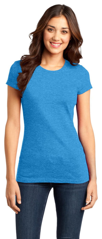 District DT6001 Juniors T-Shirt - Heathered Bright Turquoise - Medium