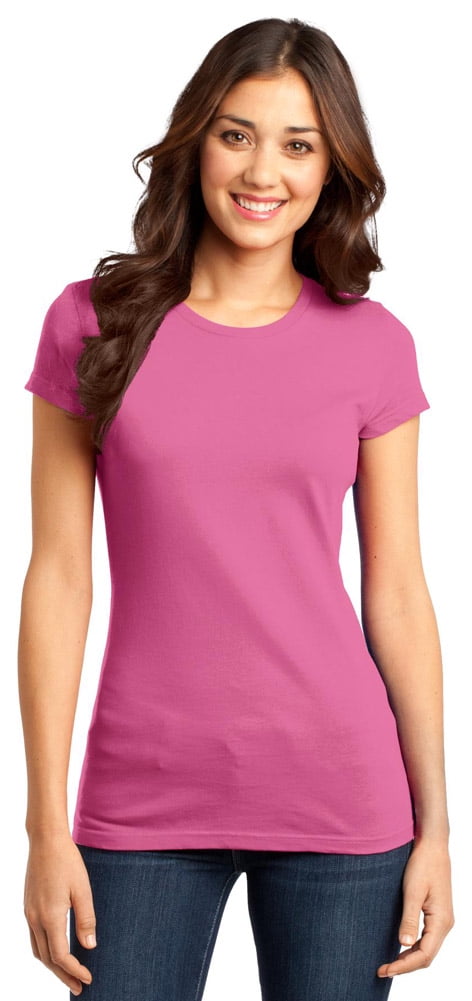 District DT6001 Juniors T-Shirt - True Pink - Medium