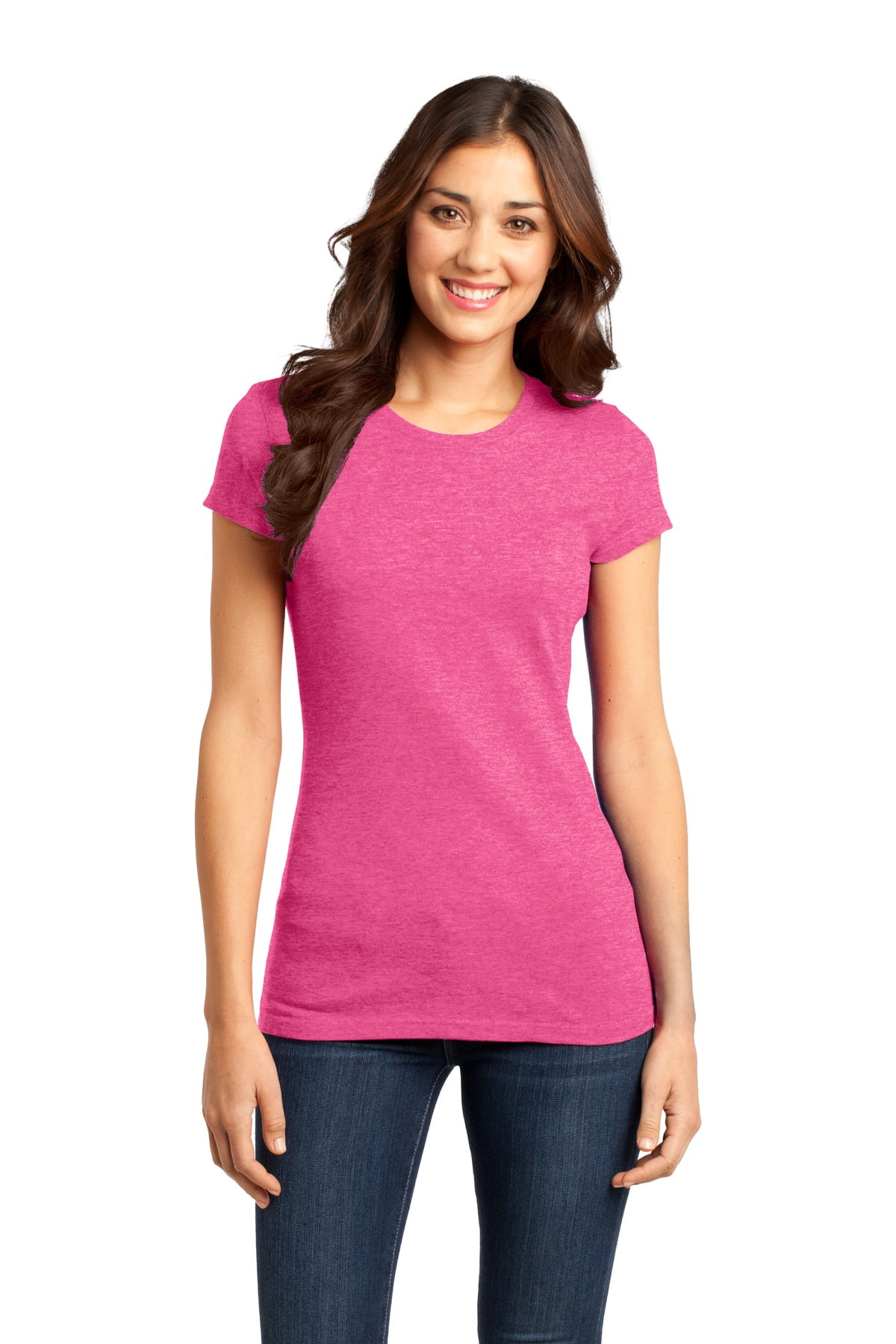 District DT6001 Juniors Very Important Tee , Fuchsia Frost, XXL