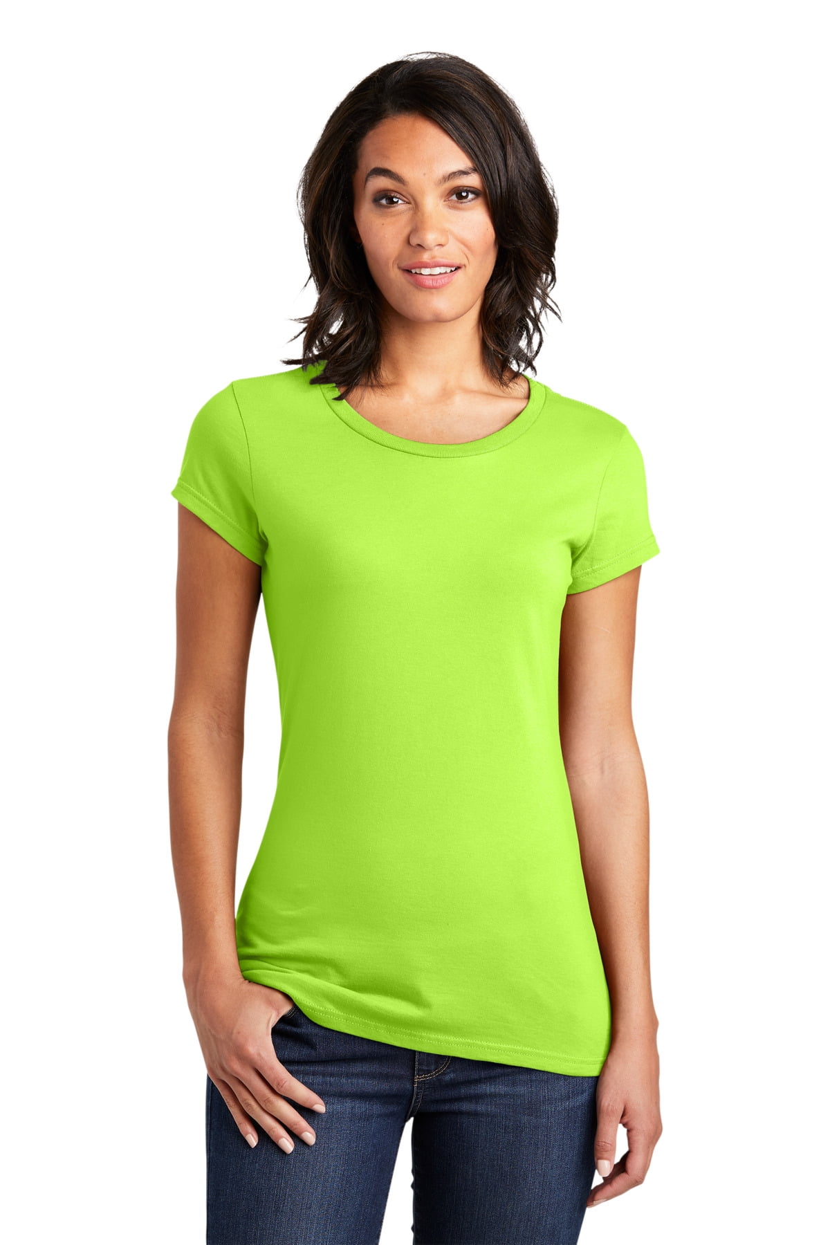 District DT6001 Juniors Very Important Tee , Lime Shock, M