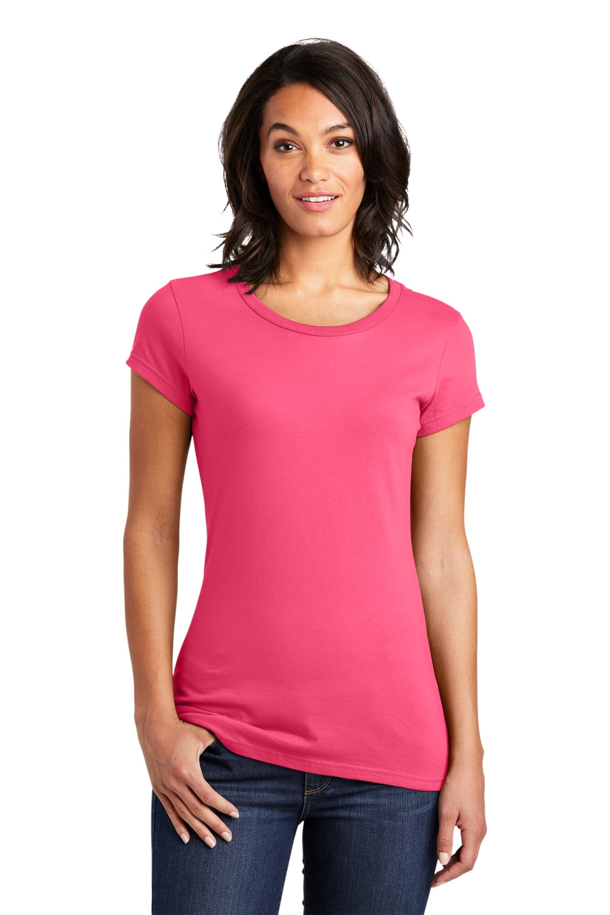 District DT6001 Juniors Very Important Tee , Neon Pink, L