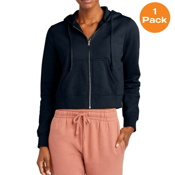 District DT6103 Womens V.I.T. Fleece Full-Zip Hoodie, New Navy, XS, Womens Sweatshirts & Hoodies