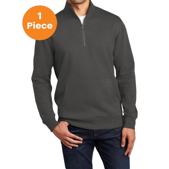 District DT6106 V.I.T. Fleece 1/4-Zip Pullover, Charcoal, 2XL, Mens Hoodies and Sweatshirts