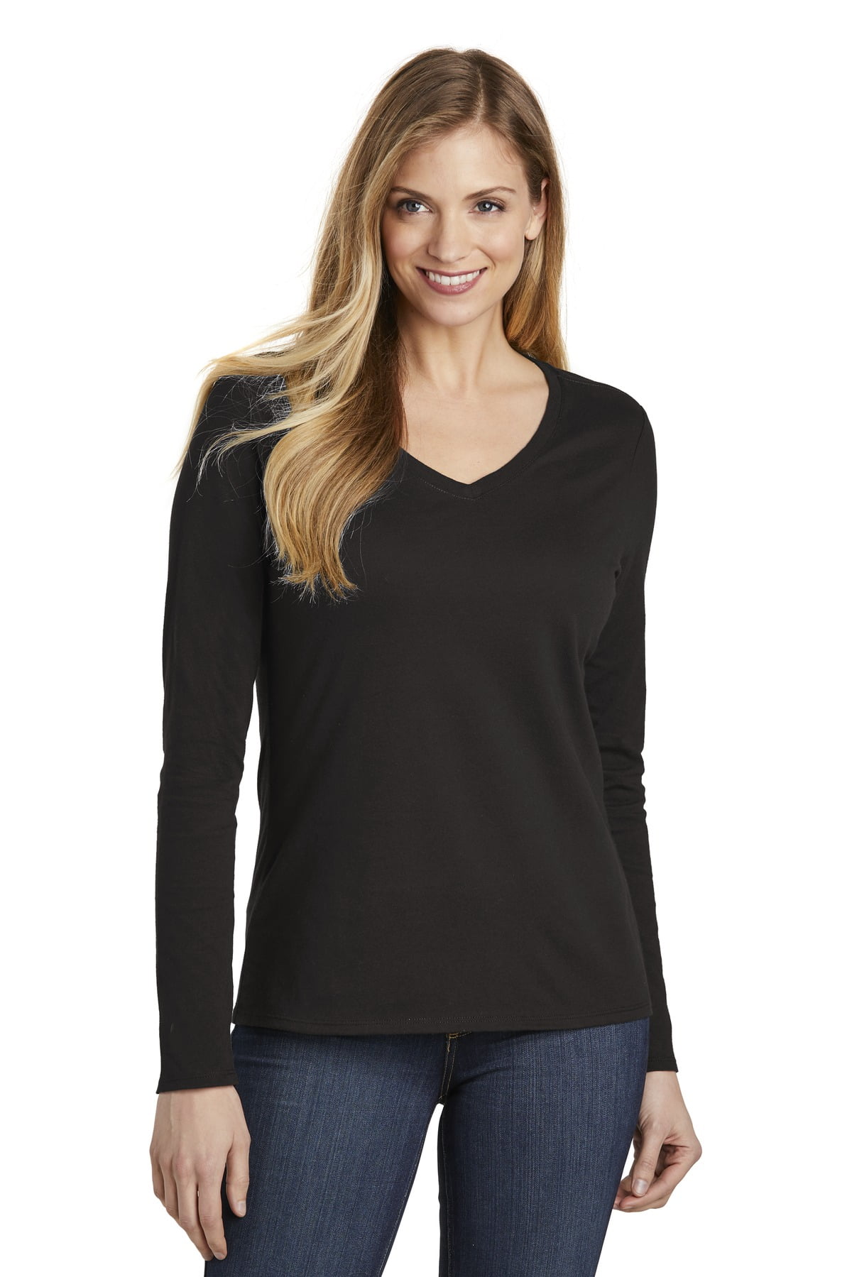 District DT6201 Women’s Very Important Tee Long Sleeve V-Neck Shirt