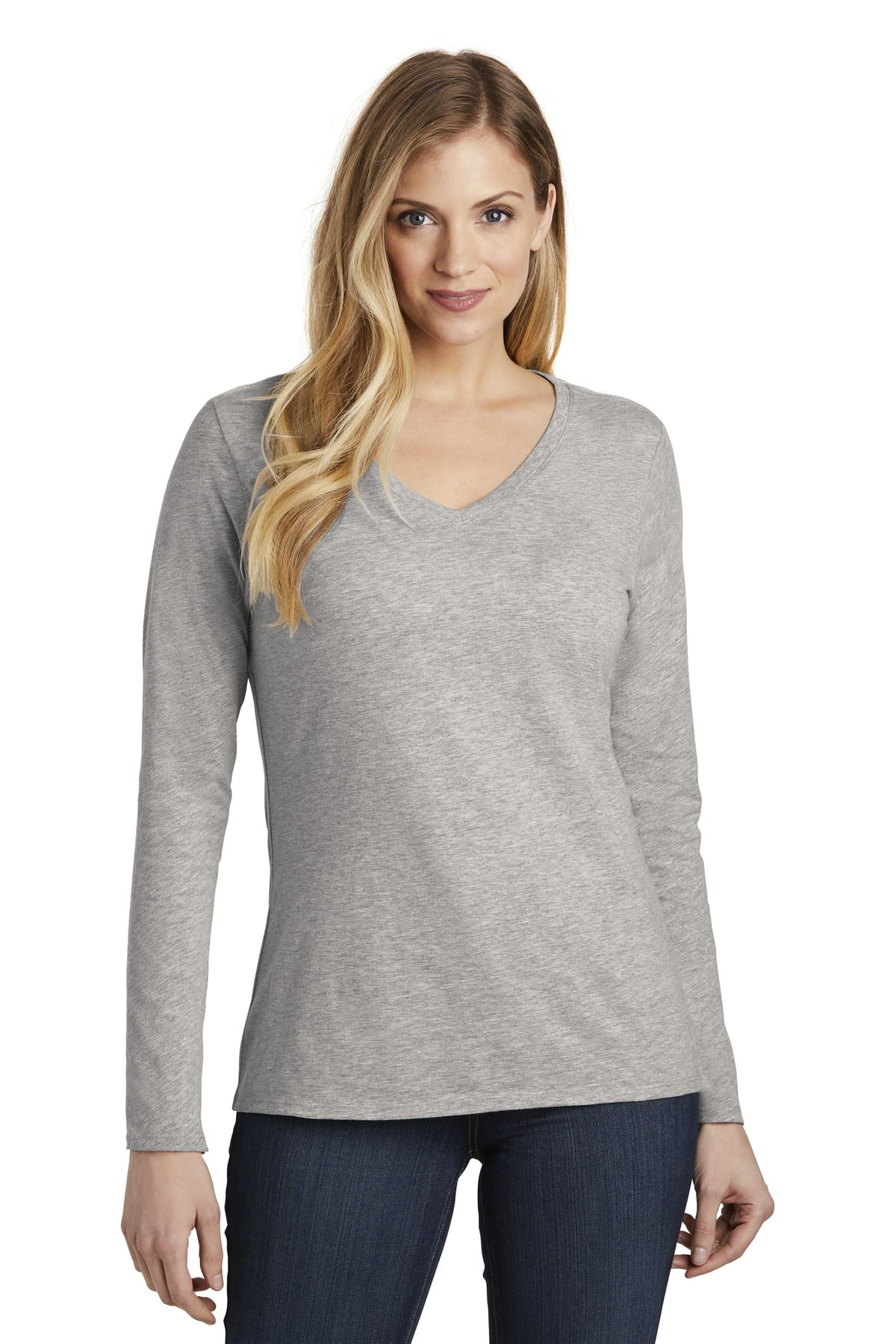 District DT6201 Women’s Very Important Tee Long Sleeve V-Neck Shirt ...