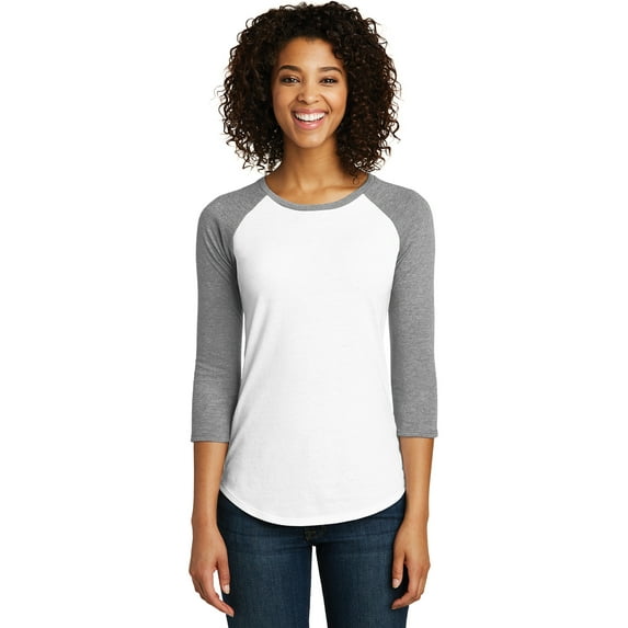 District DT6211 Women's Fitted Very Important Tee 3/4 Sleeve Raglan