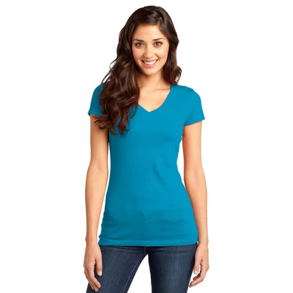 District DT6501 Juniors V-Neck T-Shirt - Light Turquoise - X-Small