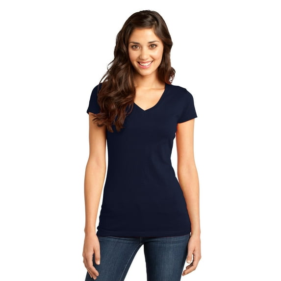 District DT6501 Juniors Very Important V Neck T-Shirt, New vy, M