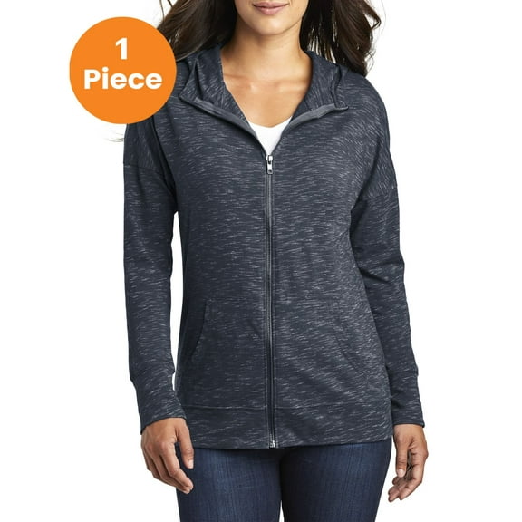 District DT665 Women's Medal Full-Zip Hoodie, New Navy, 4XL, Womens Hoodies