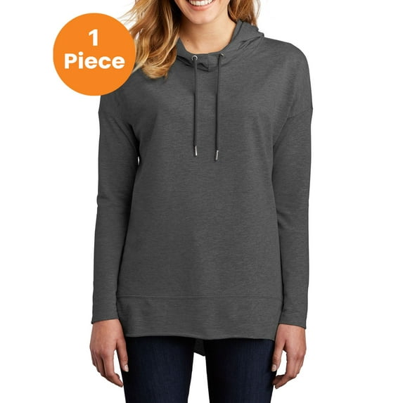 District DT671 Women's Featherweight French Terry Hoodie, Washed Coal, XXL, Womens Hoodies