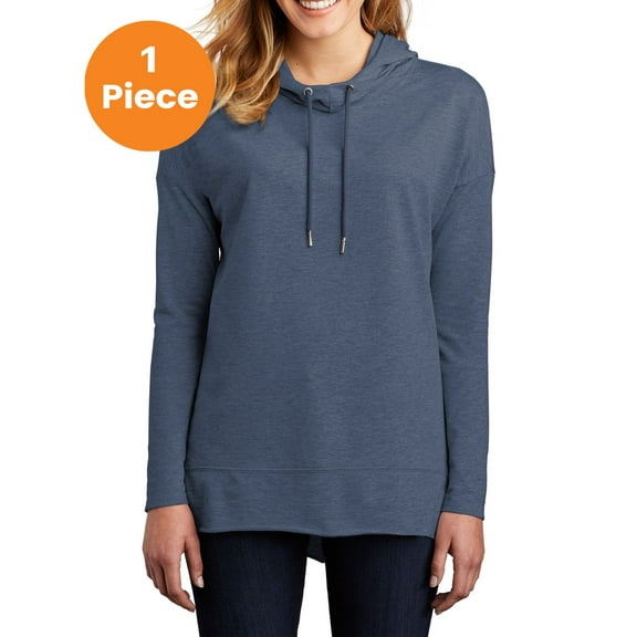 District DT671 Women's Featherweight French Terry Hoodie, Washed Indigo, XXL, Womens Hoodies