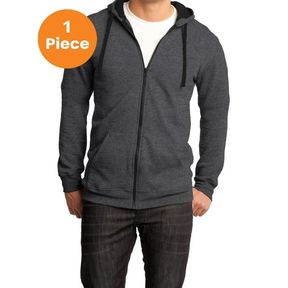 District DT800 Young Men's The Concert Fleece Full Zip Hoodie, Heathered Charcoal, 3XL, Mens Hoodies and Sweatshirts