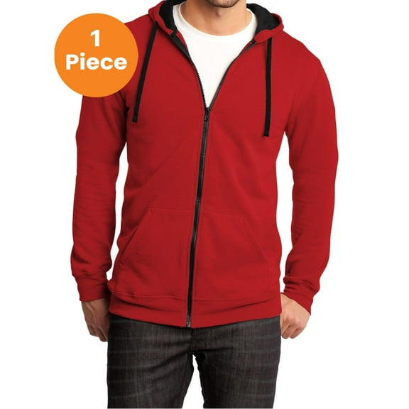District DT800 Young Men's The Concert Fleece Full Zip Hoodie, New Red, 3XL, Big and Tall Hoodies and Sweatshirts