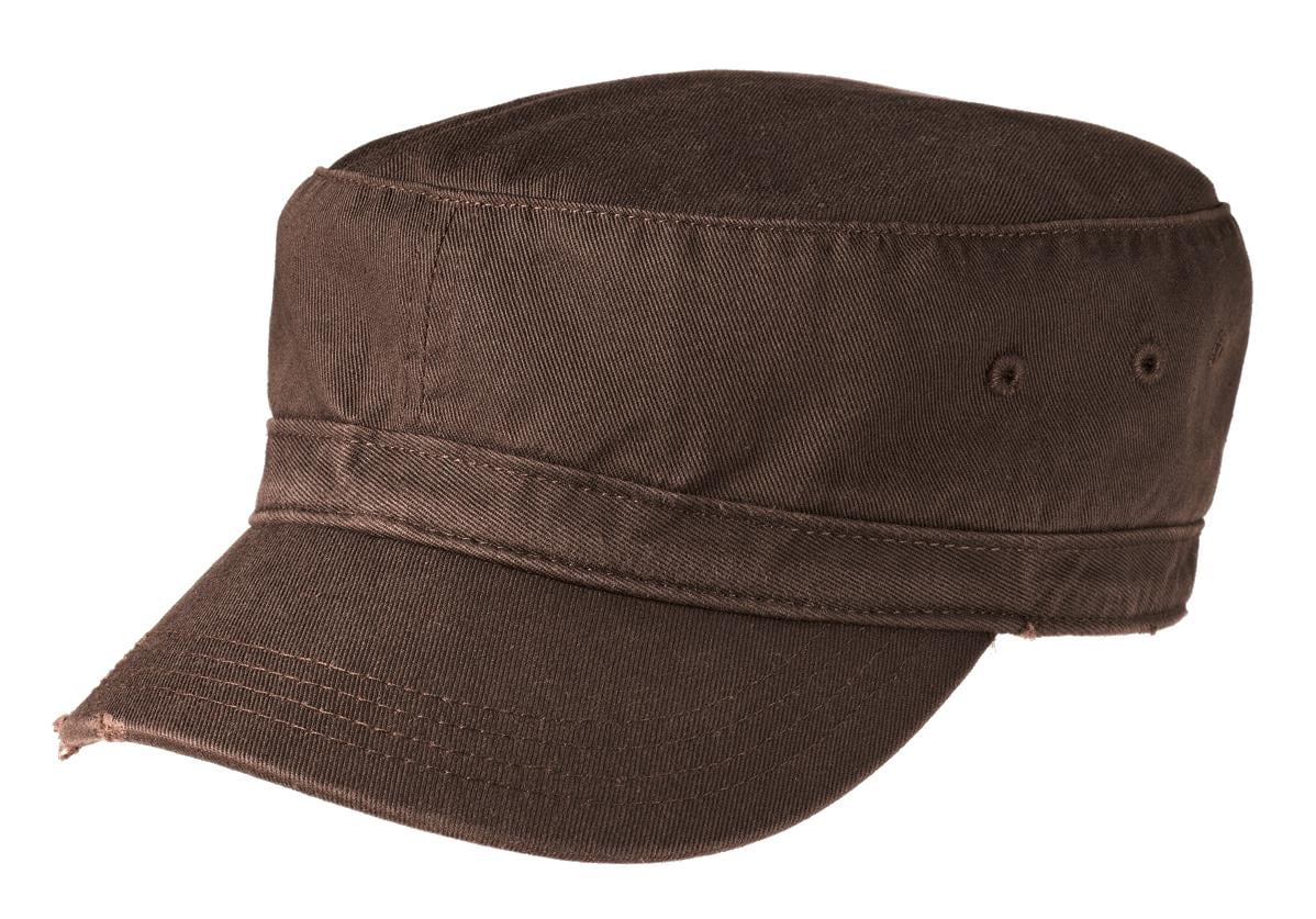 District Distressed Military Hat-One Size (Chocolate Brown)
