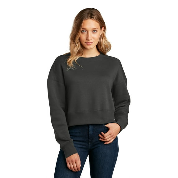 District Female Crew Neck Cropped Crew Charcoal 3X-Large