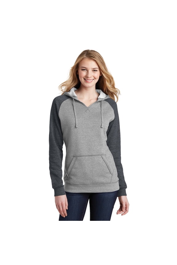 Juniors Lightweight Fleece Raglan Hoodie. DT296