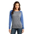 thumbnail image 1 of District Juniors Microburn Long Sleeve Raglan Tee-4XL (Deep Royal/ Heathered Nickel), 1 of 6