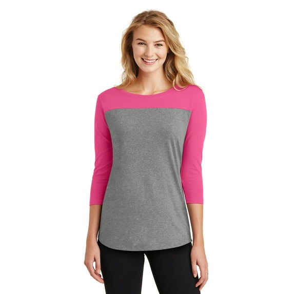 District Juniors Rally 3/4 Sleeve Tee-2XL (Dark Fuchsia/ Grey Frost)