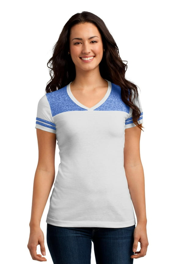 Juniors Short Sleeve Varsity V Neck T Shirt DT264
