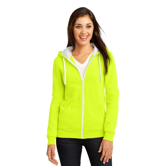 District - Juniors The Concert Fleece Full-Zip Hoodie Dt801 - Neon Yellow - S