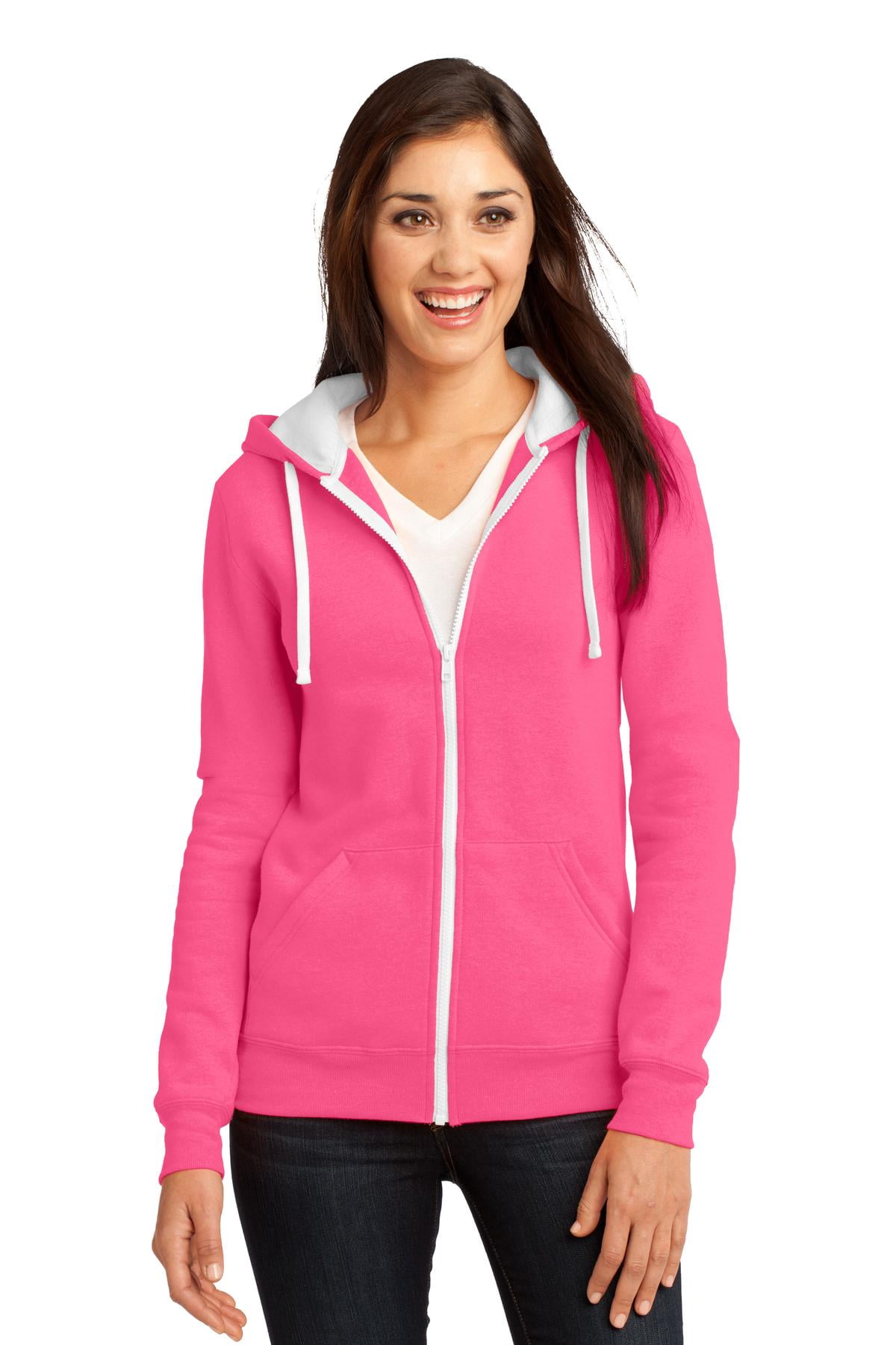 District Juniors The Concert Fleece Full Zip Hoodie-S (Neon Pink) -  Walmart.com