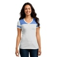 thumbnail image 1 of District DT264 Juniors Varsity V Neck Tee, White & Deep Royal Blue - Extra Large, 1 of 5