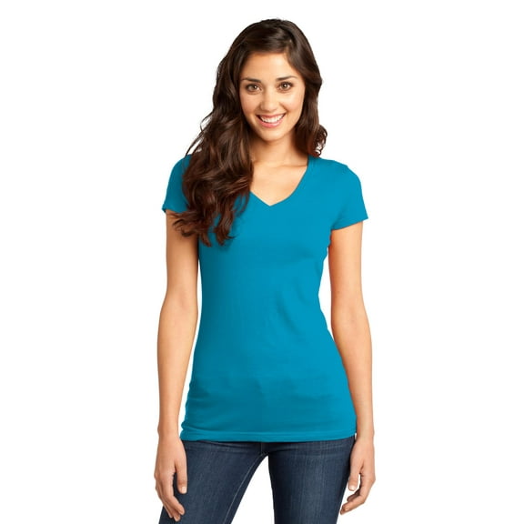 District Juniors Very Important Tee V Neck-M (Light Turquoise)