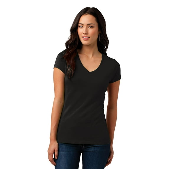 District Juniors Vintage Wash Neck Tee-2XL (Black)