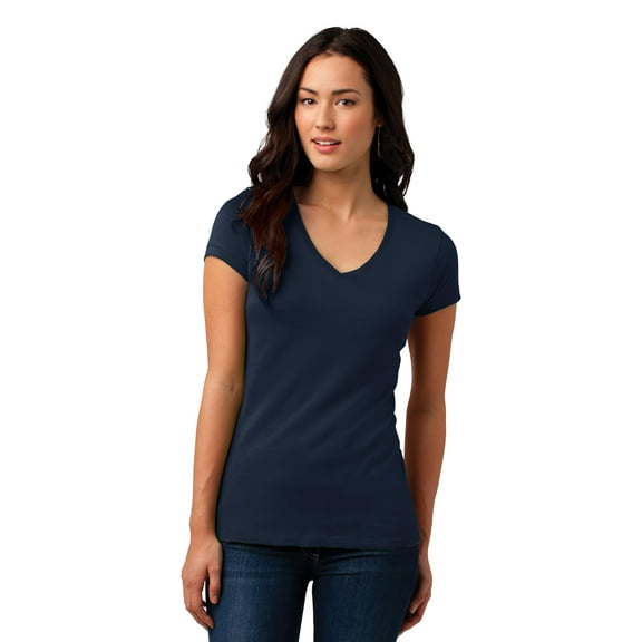 District Juniors Vintage Wash V Neck Tee-XL (New Navy)