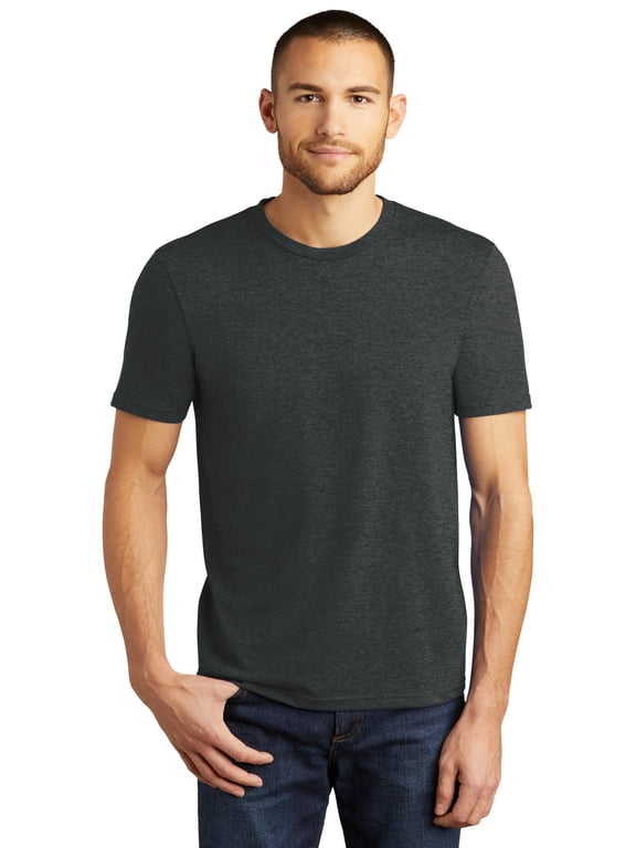 Made DM130 Mens Perfect Tri Crew Tee, Black Frost - Medium