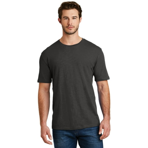 District Made DM3000 Mens Super Slub Crew Tees, Charcoal - Extra Small