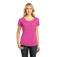 thumbnail image 1 of District Made DM441 Ladies Tri Blend Lace Tee., Dark Fuchsia Heather, M, 1 of 6