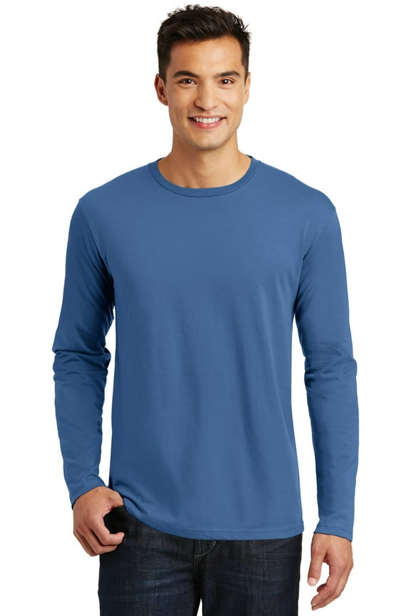 DT105 Mens Perfect Weight Long Sleeve Tees, Maritime Blue - Extra Small