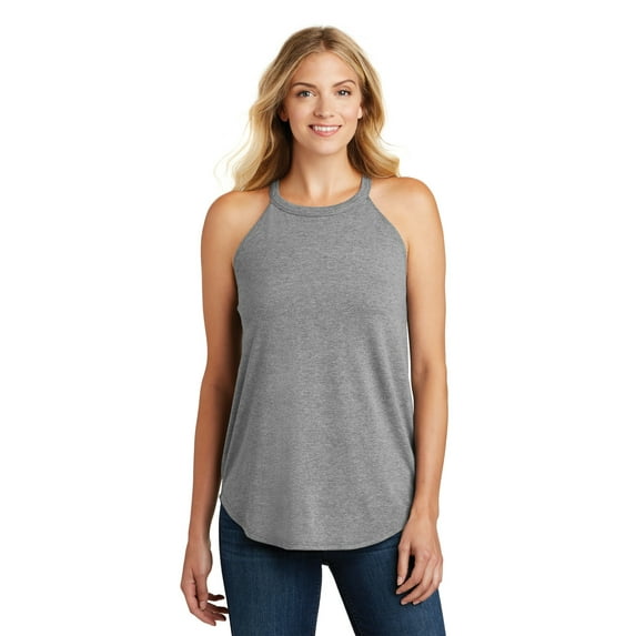 District Made DT137L Ladies Perfect Tri Rocker Tank, Grey Frost, 4XL