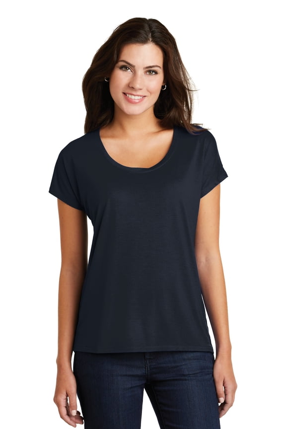 Ladies Drapey Dolman Tee-S (New Navy)