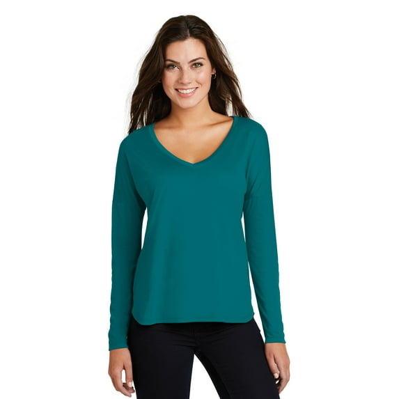 District Made Ladies Drapey Long Sleeve Tee-2XL (Teal)