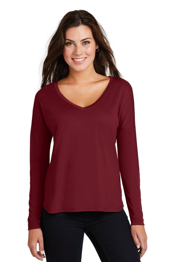 Ladies Drapey Long Sleeve Tee-S (Cardinal)