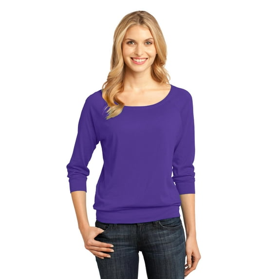 District Made - Ladies Modal Blend 3/4-Sleeve Raglan Dm482 - Purple - S