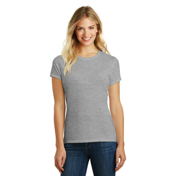 District Made Ladies Perfect Blend Crew Tee-4XL (Light Heather Grey)
