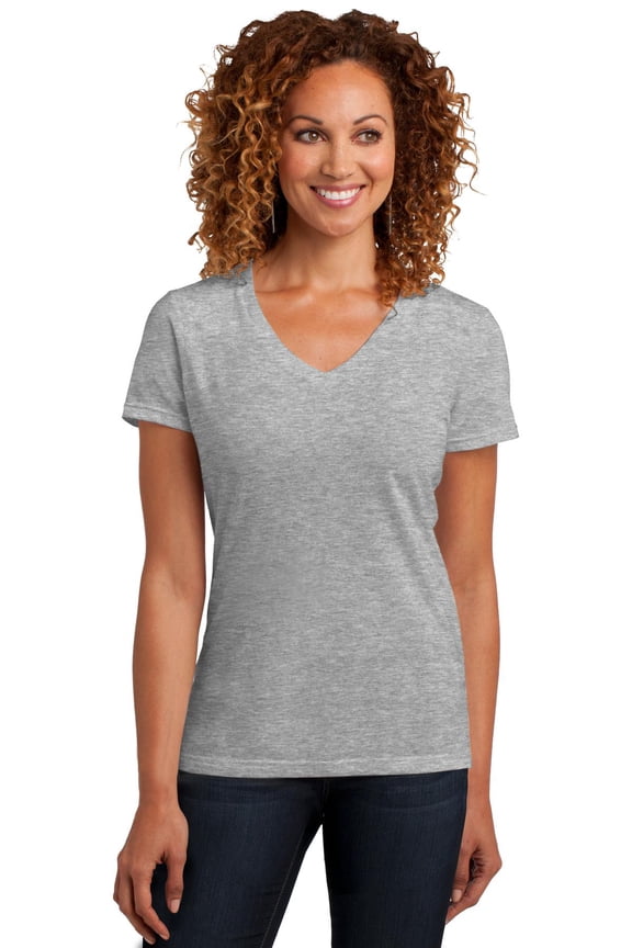 Made Ladies Perfect Blend V-Neck Tee. Dm1190l , DM1190L , Light Heather Grey , XX-Large
