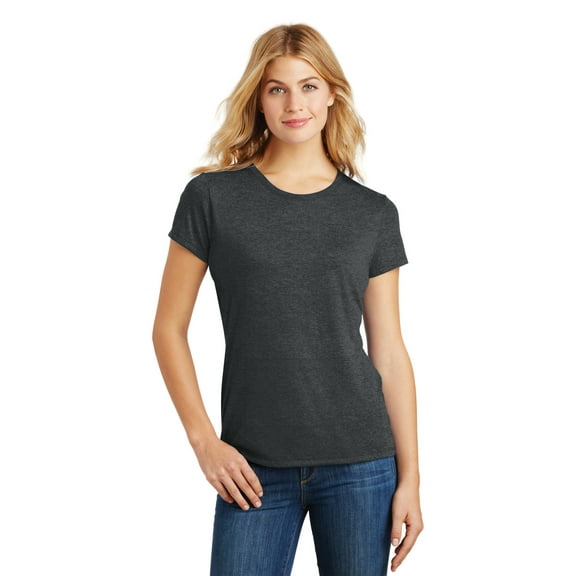 District Made Ladies Perfect Tri Crew Tee-L (Black Frost)
