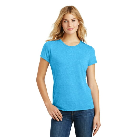 District Made Ladies Perfect Tri Crew Tee-S (Turquoise Frost)
