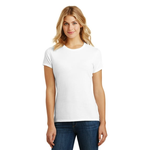 District Made Ladies Perfect Tri Crew Tee-S (White)