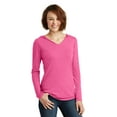 thumbnail image 1 of District Made Ladies Perfect Tri Long Sleeve Hoodie-L (Fuchsia Frost), 1 of 2