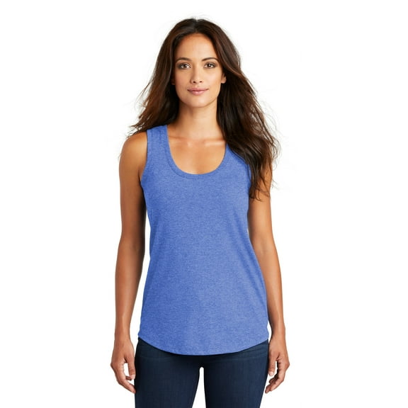 District Made Ladies Perfect Tri Racerback Tank-L (Royal Frost)