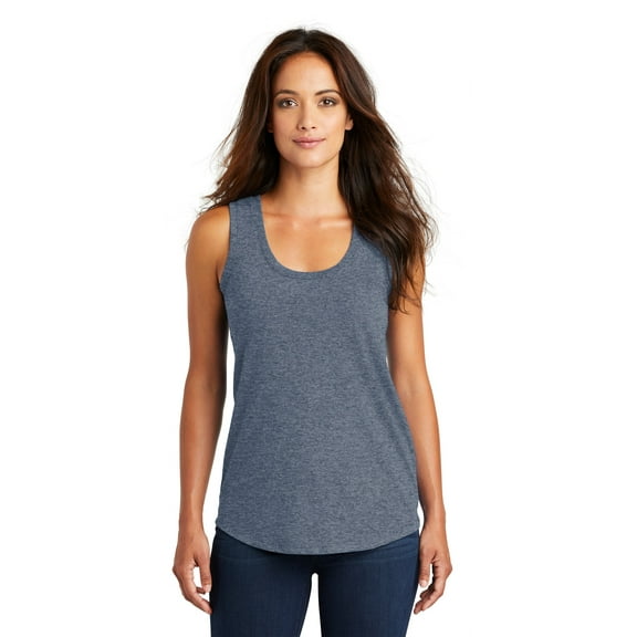 District Made Ladies Perfect Tri Racerback Tank-S (Navy Frost)