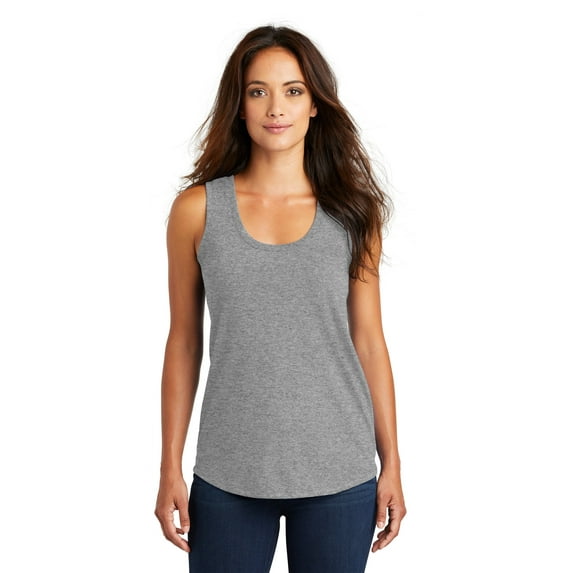 District Made Ladies Perfect Tri Racerback Tank-XS (Grey Frost)